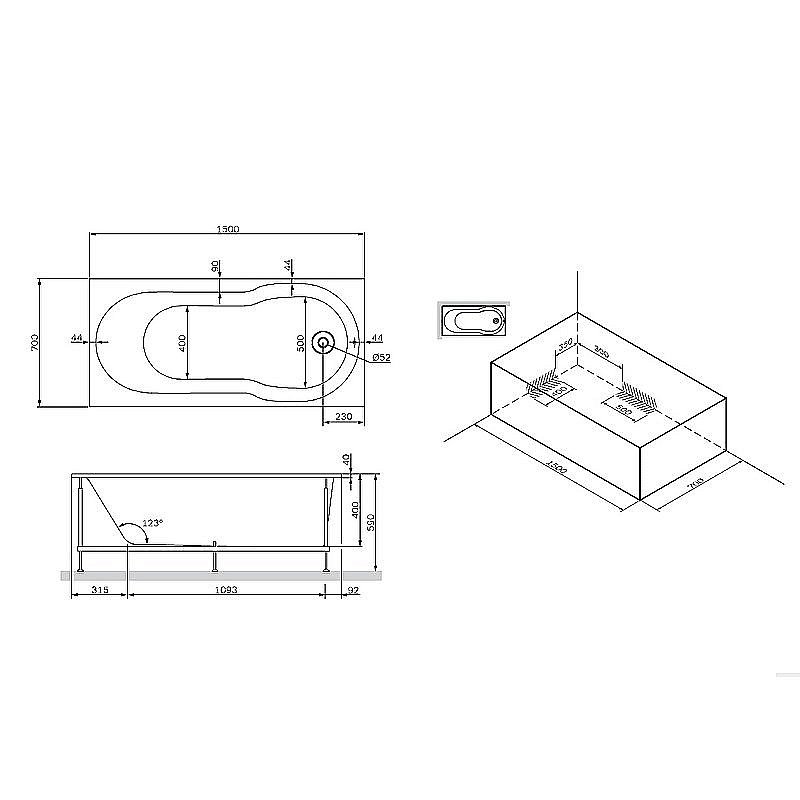 Ванна акриловая AM.PM X-Joy W88A-150-070W-A 150х70 купить в интернет-магазине Sanbest