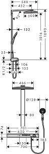 Душевая система Hansgrohe Rainmaker Select Showerpipe 460 3jet 27106400 купить в интернет-магазине сантехники Sanbest