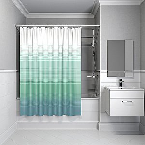 Текстильная шторка для ванной Iddis Basic Horizon 301P20Ri11 голубая купить в интернет-магазине сантехники Sanbest