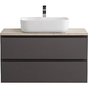 Тумба с раковиной и столещницей BelBagno 100 KRAFT-1000-2C-SO-GSO+KEP-100-MCO темно-серая матовая для ванной в интернет-магазине Sanbest