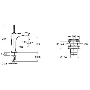 Cмеситель для раковины Jacob Delafon MARGAUX E16231-4-CP хром купить в интернет-магазине сантехники Sanbest