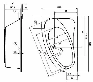 Акриловая ванна Riho Lyra 153x100 белая купить в интернет-магазине Sanbest