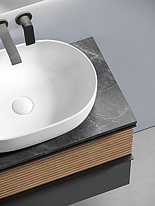 Тумба с раковиной Sancos DELTA 80 со столешницей, дуб красный/графит для ванной в интернет-магазине Sanbest