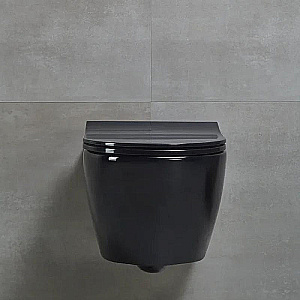 Унитаз подвесной beWash Bogen 88303206 черный глянцевый, безободковый, с крышкой микролифт купить в интернет-магазине Sanbest