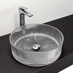 Тумба с раковиной Comforty Геленджик 120 белая матовая/раковина прозрачная для ванной в интернет-магазине Sanbest