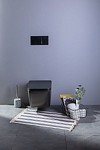 Унитаз подвесной Aquanet Rimless Tavr-W BL-103N-WHT black черный матовый, с крышкой микролифт, безободковый купить в интернет-магазине Sanbest