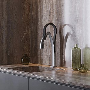 Смеситель для кухни Paini Hybrid HKPA557YOSIKKM сталь/черный купить в интернет-магазине сантехники Sanbest