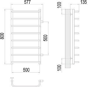 Полотенцесушитель водяной Terminus Стандарт П8 500х800 с боковым подключением 500 купить в интернет-магазине сантехники Sanbest
