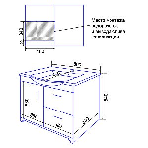 Тумба с раковиной Loranto Loranto Janet CS00089897 80 раковина Basic 80 ольха для ванной в интернет-магазине Sanbest