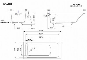 Ванна Salini Orlanda S-Stone 179x80 102022M белая матовая купить в интернет-магазине Sanbest