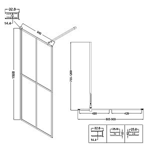 Душевое ограждение Niagara Nova NG-686-90BLACK 90 прозрачное с рисунком/профиль черный матовый купить в интернет-магазине Sanbest