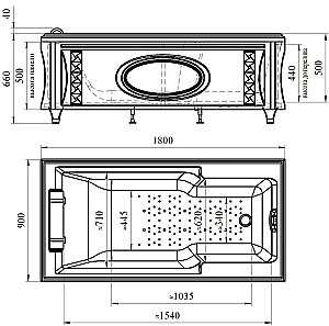 Ванна акриловая FRA GRANDE РУСИЛЬОН 4-01-4-0-0-424 180х90 белая с гидромассажем купить в интернет-магазине Sanbest
