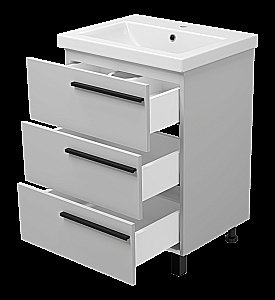 Тумба с раковиной Misty Ненси - 60 П-Нен-07060-503Я серая для ванной в интернет-магазине Sanbest