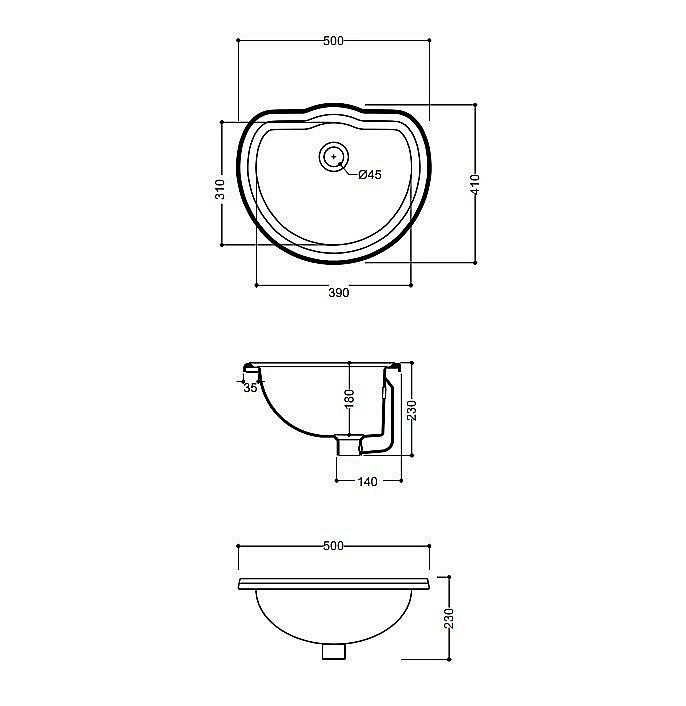Раковина Kerasan Retro 50 103101bi*0 белая купить в интернет-магазине Sanbest