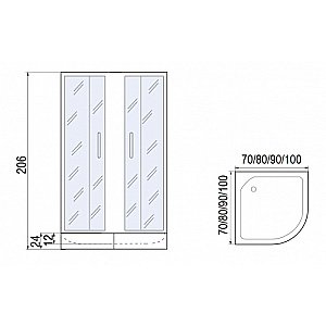 Душевой уголок без поддона МОНОМАХ ДУ 70/180 МЗ 10000005874 70x70 стекло прозрачное с рисунком/профиль хром купить в интернет-магазине Sanbest