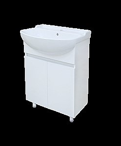Тумба с раковиной (ПВХ) напольная Misty Амур 60 белая для ванной в интернет-магазине Sanbest