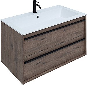 Тумба с раковиной Aquanet Lino 90 Дуб Веллингтон для ванной в интернет-магазине Sanbest