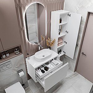 Пенал подвесной Grossman Кристалл 40 303545 белый глянцевый для ванной в интернет-магазине сантехники Sanbest