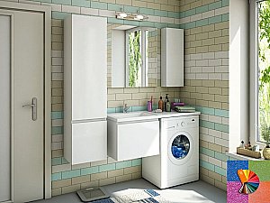 Тумба с раковиной Эстет Dallas Luxe 130 подвесная 1 ящик/любой цвет тумбы и раковины с блестками под заказ для ванной в интернет-магазине Sanbest