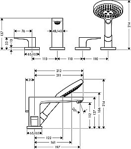 Смеситель для ванны Hansgrohe Metropol 74552000 купить в интернет-магазине сантехники Sanbest