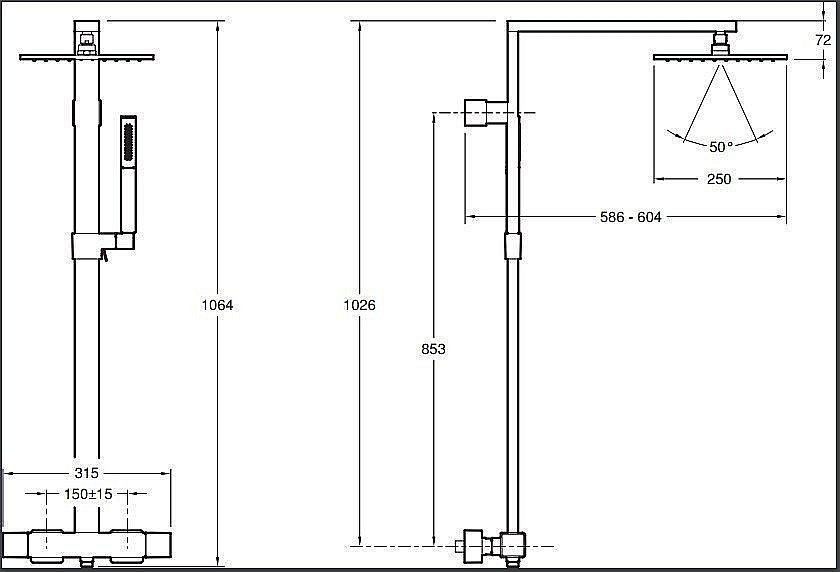 Душевая система Jacob Delafon STRAYT E98321-CP купить в интернет-магазине сантехники Sanbest