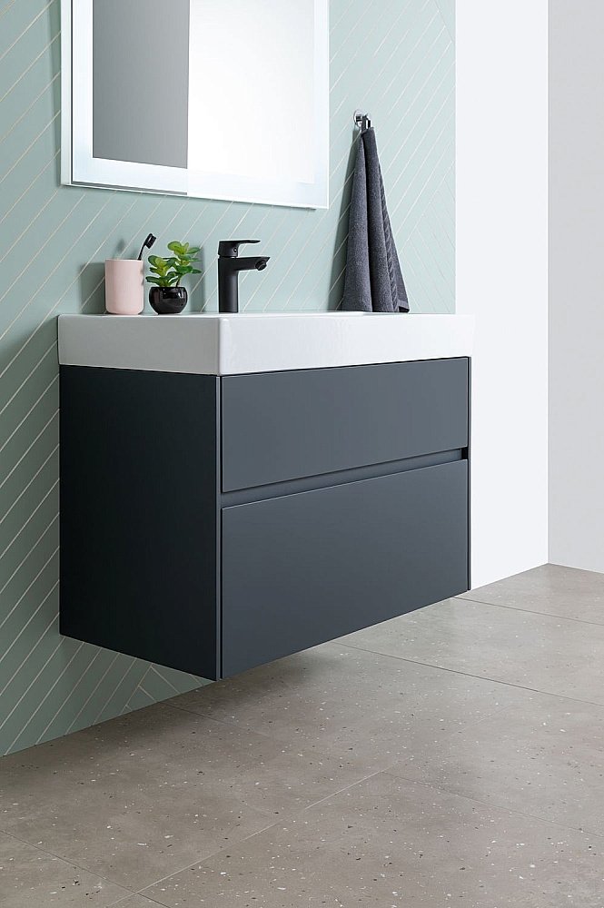 Тумба с раковиной Aquanet Бруклин 60 антрацит матовый для ванной в интернет-магазине Sanbest