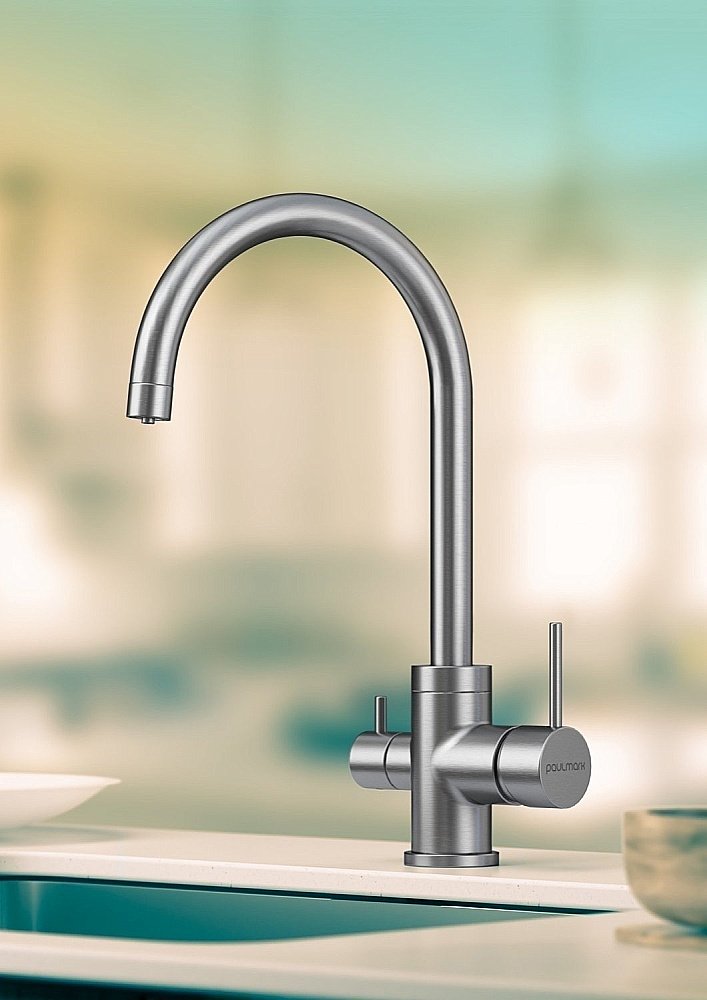 Смеситель для кухни Paulmark Essen Es213211-BS брашированная сталь купить в интернет-магазине сантехники Sanbest