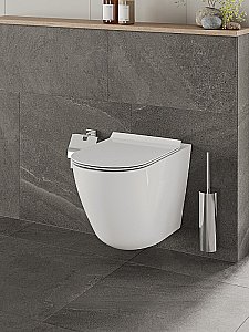 Унитаз подвесной Orange CI07-150W+APB100 безободковый, с крышкой микролифт, с инсталляцией, белый/кнопка хром купить в интернет-магазине Sanbest