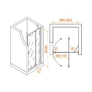 Душевая дверь RGW Hotel HO-014 90 350601409-11 стекло прозрачное/профиль хром купить в интернет-магазине Sanbest