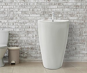 Раковина напольная WeltWasser WW LEERBACH 3838 GL-WT 38 белая купить в интернет-магазине Sanbest