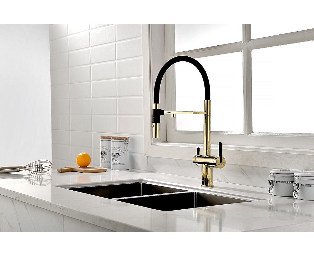 Смеситель для кухни Paulmark Gravity Gr213888-G золото купить в интернет-магазине сантехники Sanbest