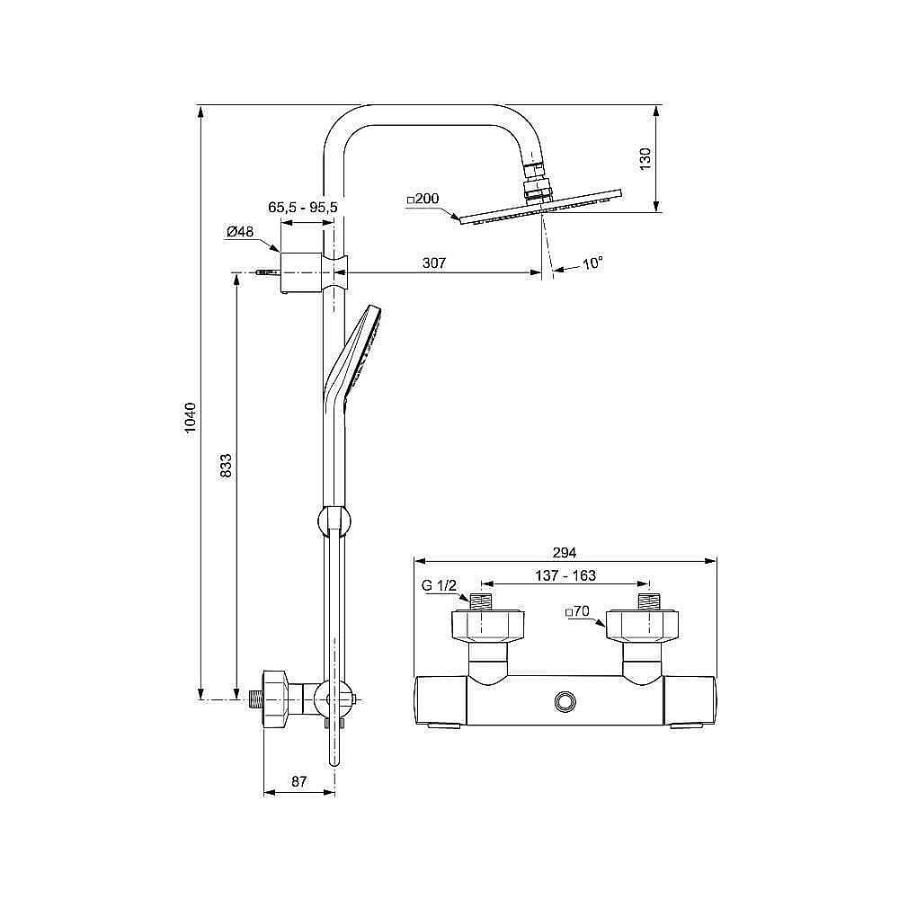 Душевая система Ideal Standard Idealrain Cube Evo A6985AA купить в интернет-магазине сантехники Sanbest