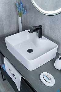 Раковина накладная Gid Geometrico 48 N9091 51176 белая купить в интернет-магазине Sanbest