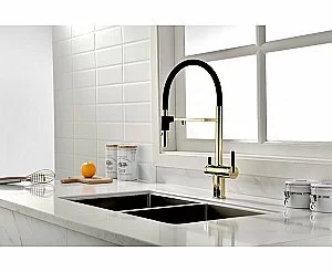 Смеситель для кухни Paulmark Gravity Gr213888-G золото купить в интернет-магазине сантехники Sanbest