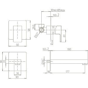 Смеситель для раковины PAINI Dax-R 84PZ208RQ черный матовый купить в интернет-магазине сантехники Sanbest