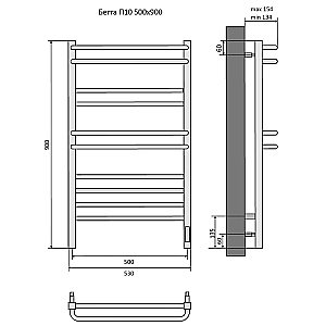 Полотенцесушитель Aquatek Бетта П10 50х90 AQ EL KRC1090CH хром купить в интернет-магазине сантехники Sanbest