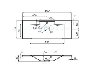 Тумба с раковиной Акватон Диор 120 белая глянцевая для ванной в интернет-магазине Sanbest