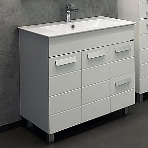 Тумба с раковиной Comforty Модена М 00-00001644 90 белая матовая для ванной в интернет-магазине Sanbest