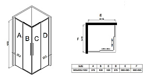 Душевой уголок Black&White Stellar Wind 90х90 12209090NGG профиль брашированный никель/стекло тонированное купить в интернет-магазине Sanbest