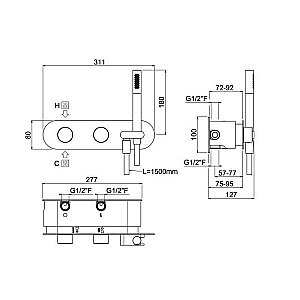 Встраиваемый смеситель для смесителя Carimali W21939CR купить в интернет-магазине сантехники Sanbest