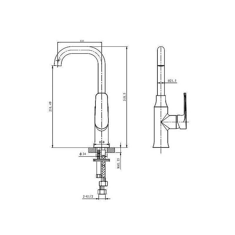 Смеситель для раковины Caprigo Atlantic 51-024 купить в интернет-магазине сантехники Sanbest