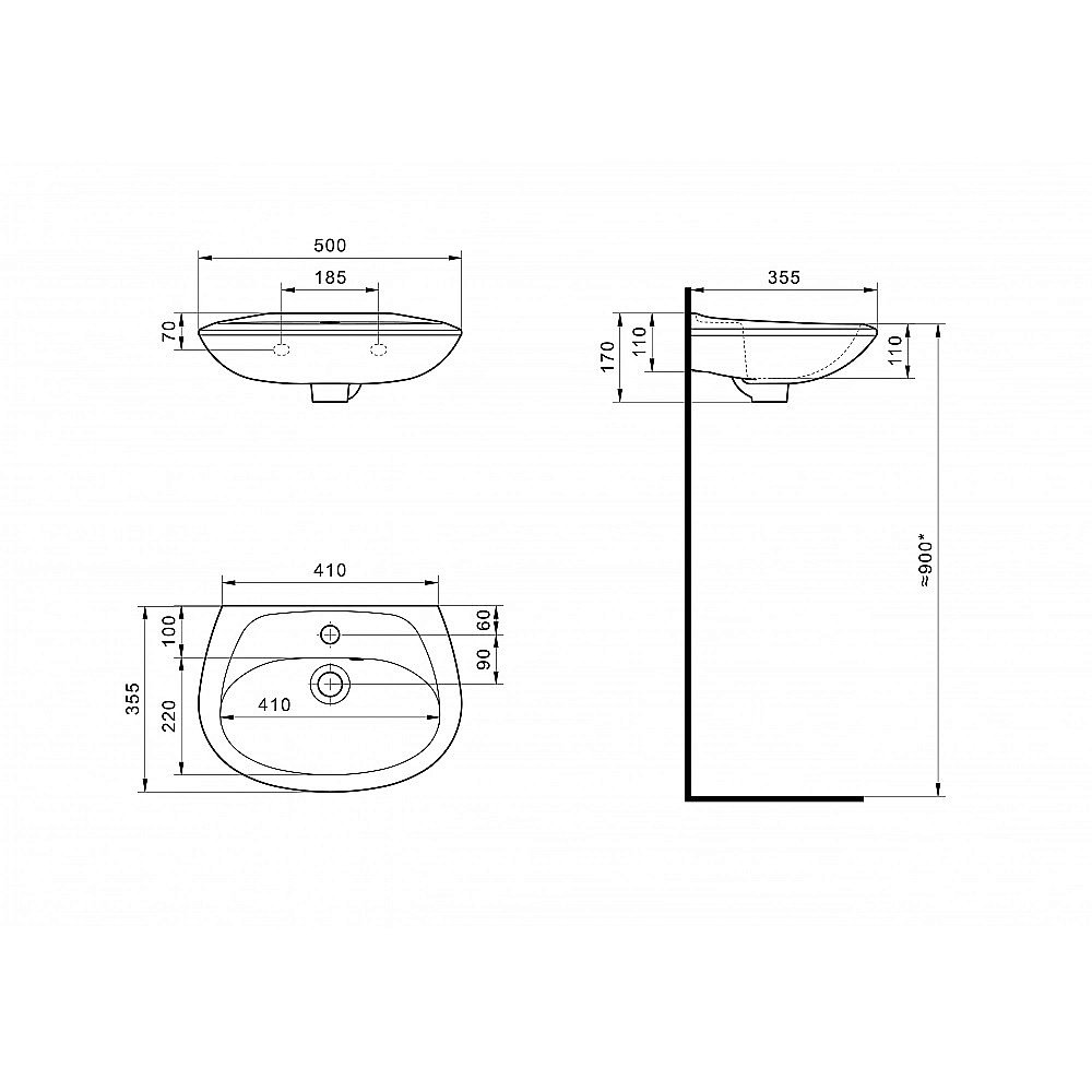 Раковина Santek Бриз 50 1.WH11.0.451 на пьедестале белая купить в интернет-магазине Sanbest