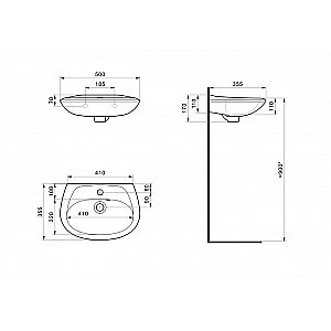 Раковина Santek Бриз 50 1.WH11.0.451 на пьедестале белая купить в интернет-магазине Sanbest