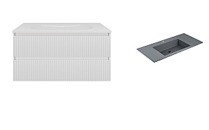 Тумба с раковиной Vincea Welle 100 VMC-2WL100MW/VCB-13100G белая матовая/раковина серая для ванной в интернет-магазине Sanbest