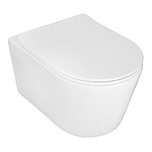 Унитаз подвесной Azario Ollin AZ-0513R белый, безободковый, с крышкой микролифт, слив торнадо купить в интернет-магазине Sanbest