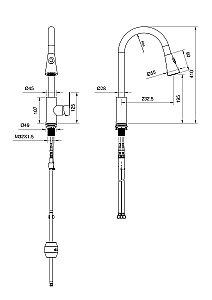 Смеситель для кухни с выдвижным изливом WONZON & WOGHAND WW-121E201L-BGG темный графит купить в интернет-магазине сантехники Sanbest