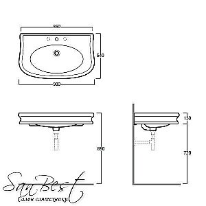 Тумба с раковиной SIMAS Lante 90 белая для ванной в интернет-магазине Sanbest