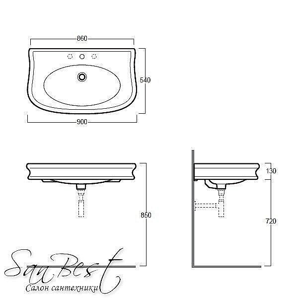 Тумба с раковиной SIMAS Lante 90 белая для ванной в интернет-магазине Sanbest