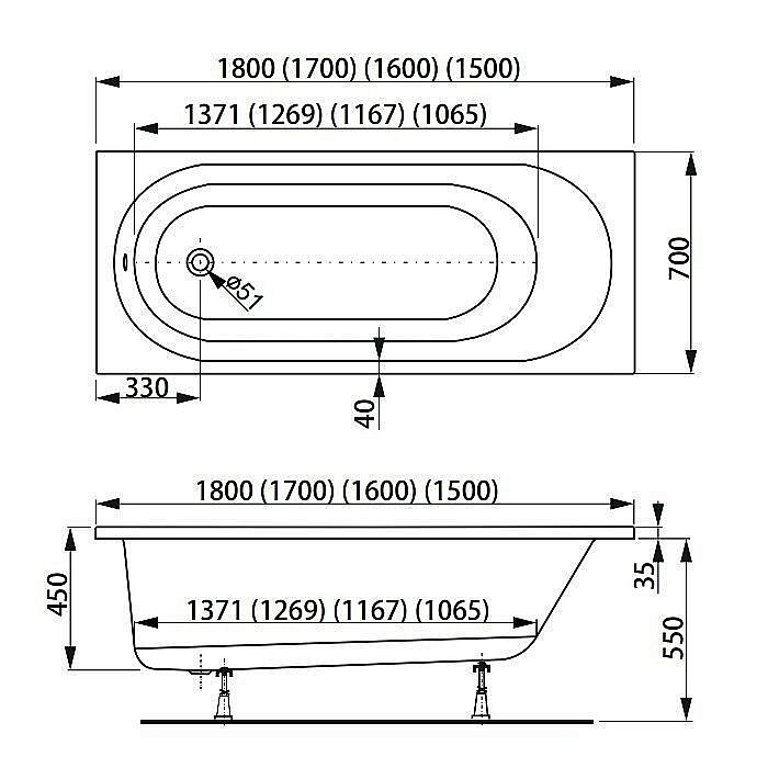 Акриловая ванна VAGNERPLAST KASANDRA 180 купить в интернет-магазине Sanbest
