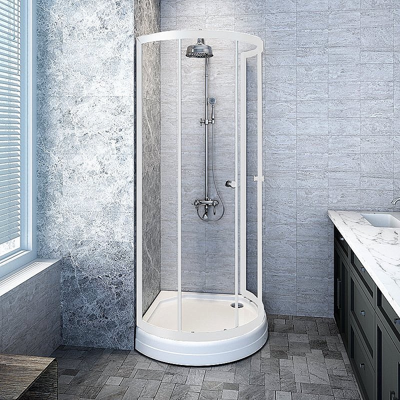 Душевой уголок Радомир Стронг 110х110 стекло прозрачное/профиль белый купить в интернет-магазине Sanbest